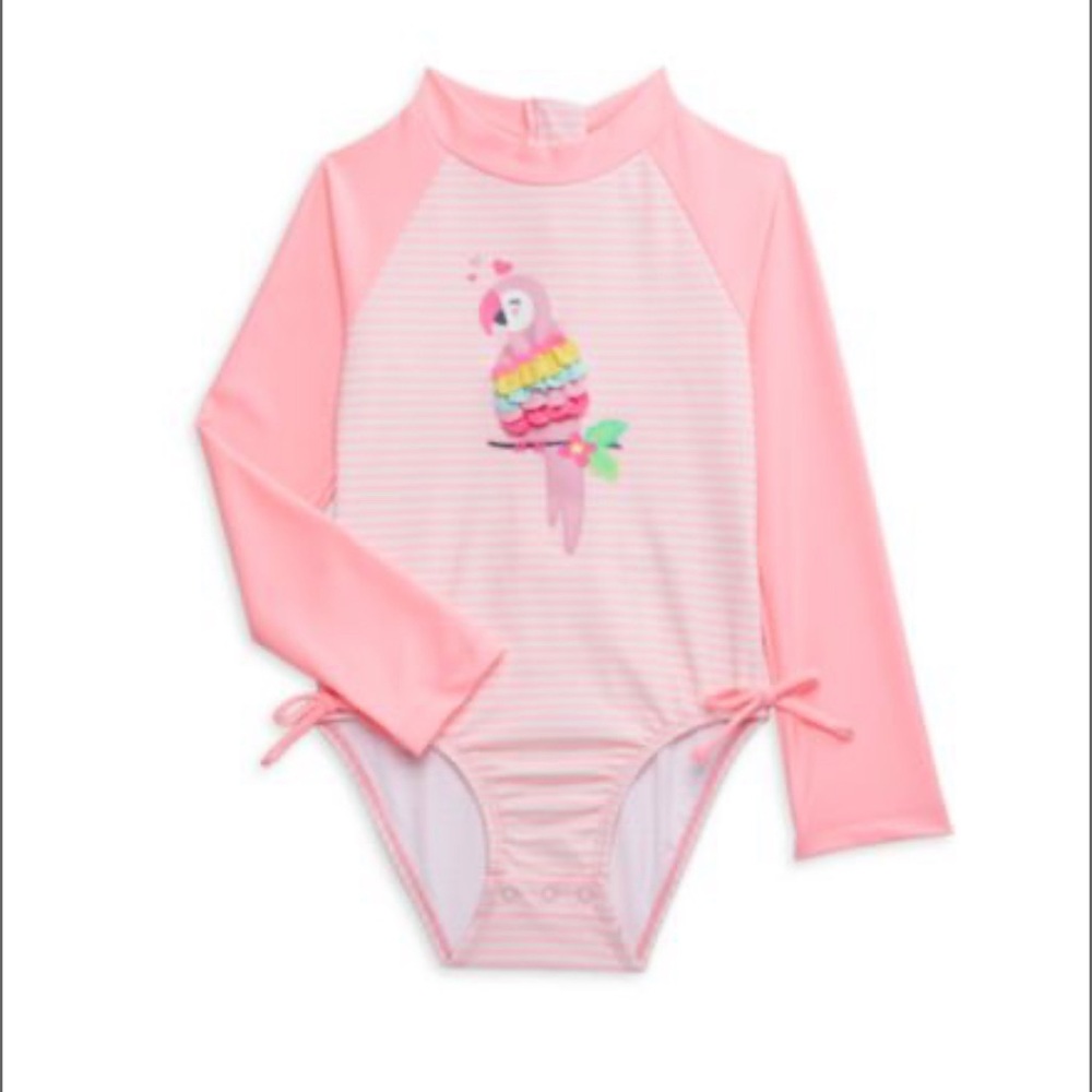 Little Me Parrot One Piece Swimsuit 18 Mo. and Matching Hat